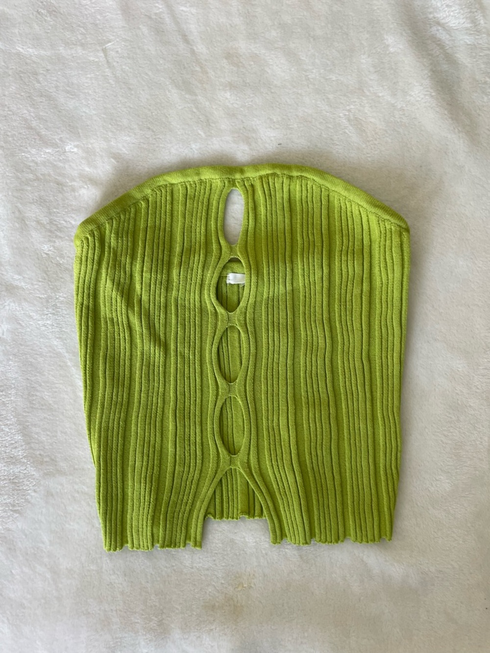 Ribbed Cutout Strapless Top - Lime Green